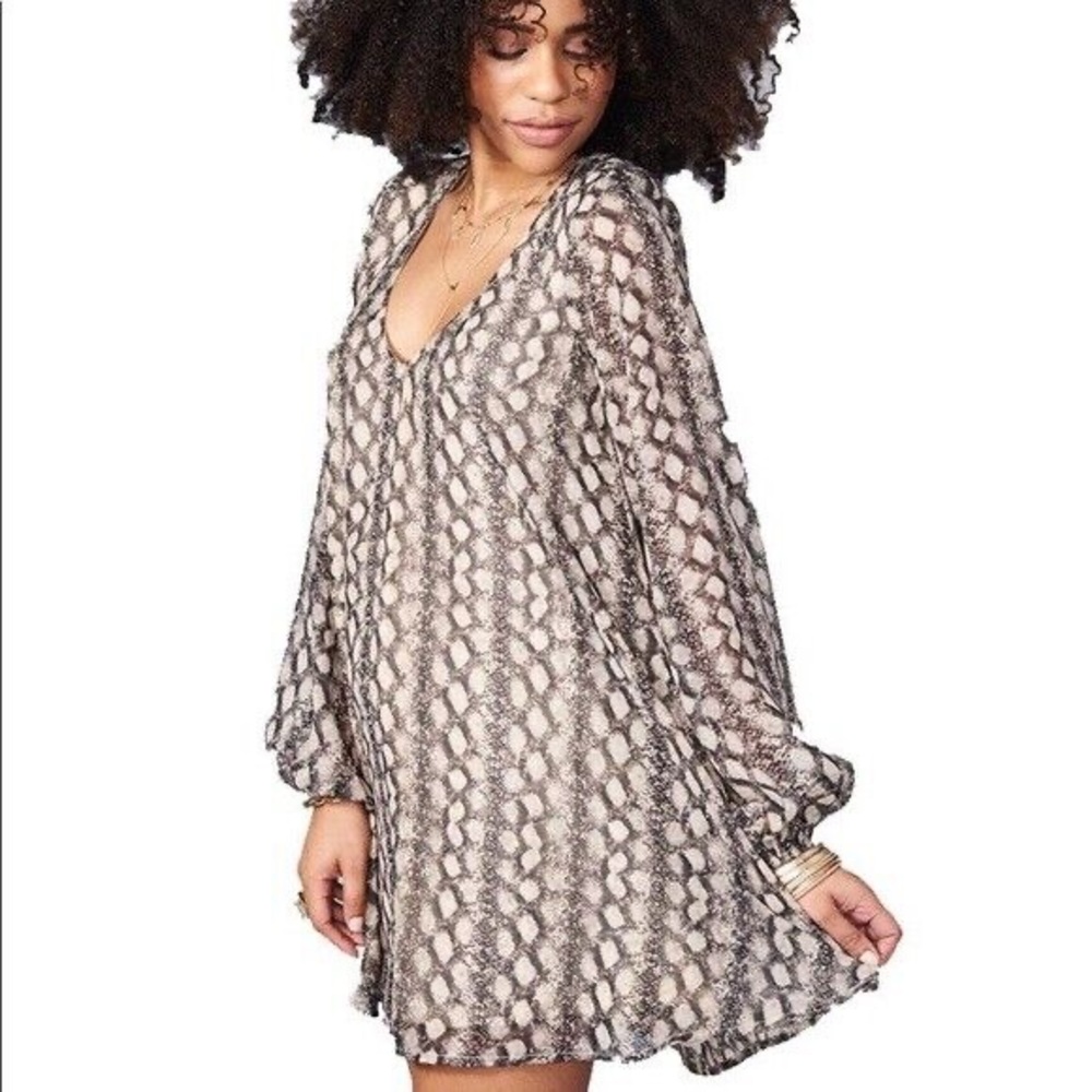 Show Me Your MuMu • Donna Michelle Tunic Mini Dress • Snake Print• Keyhole back